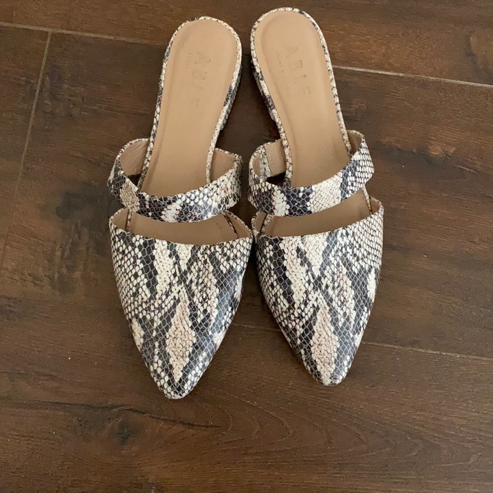 Able snakeskin mules